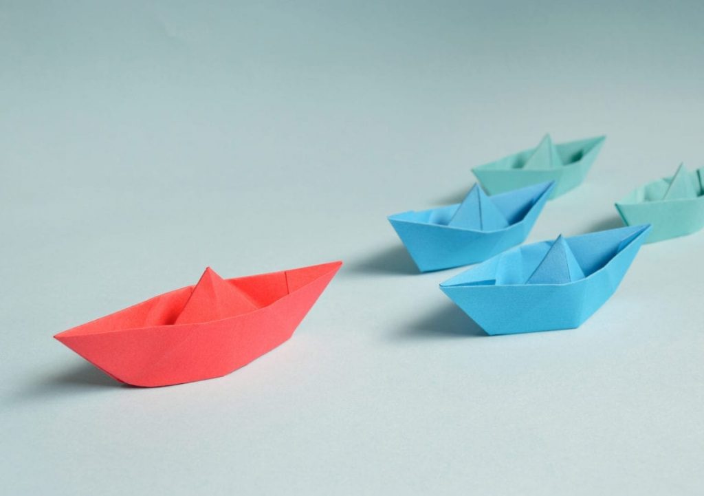coloured paper boats